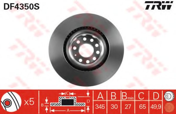 TRW DF4350S Тормозные диски TRW для SKODA