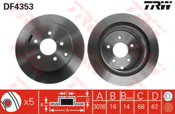 TRW DF4353 Тормозные диски для INFINITI EX