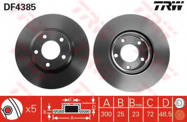 TRW DF4385 Тормозные диски для MAZDA BIANTE