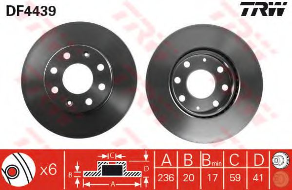 TRW DF4439 Тормозные диски для CHEVROLET BEAT