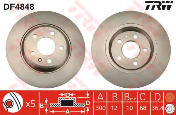 TRW DF4848 Тормозные диски для AUDI Q5