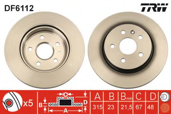 TRW DF6112 Тормозные диски для SAAB 9-5 (YS3G)