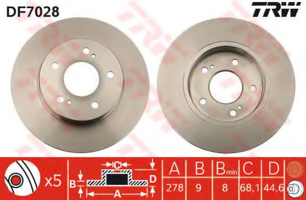 TRW DF7028 Тормозные диски для NISSAN