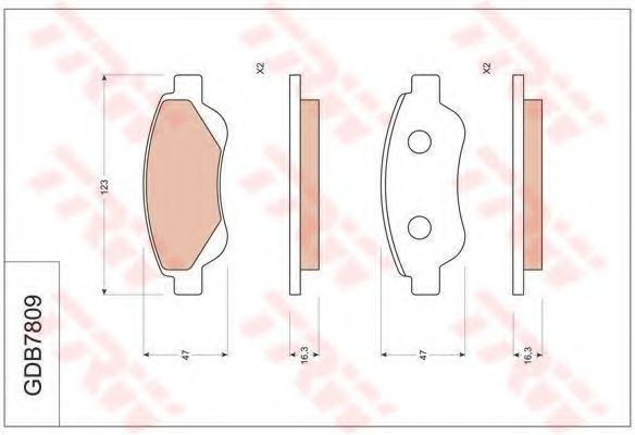TRW GDB7809 Тормозные колодки и сигнализаторы  для BYD (Бид)