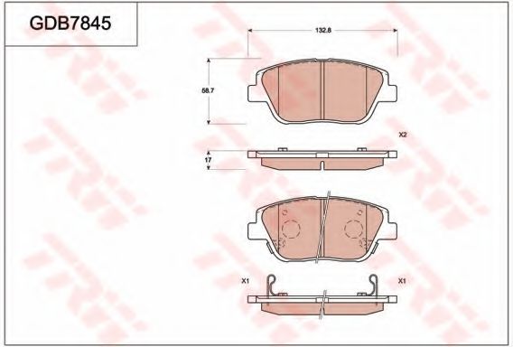 TRW GDB7845 Тормозные колодки и сигнализаторы для HYUNDAI AZERA (HG) 2.7