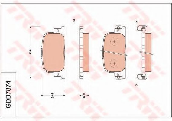 TRW GDB7874 Комплект тормозных колодок, дисковый тормоз 