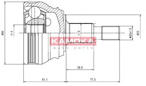 KAMOKA 6680 ШРУС для AUDI A3