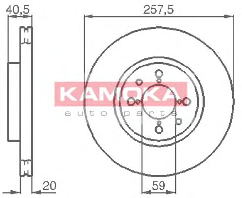 KAMOKA 1031042 Тормозные диски для FIAT PUNTO