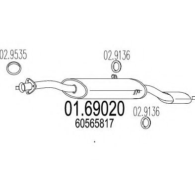 MTS 0169020 Глушитель выхлопных газов для ALFA ROMEO 168 (164) 2.0 V6 Turbo (164.A2G, 164.A2F)