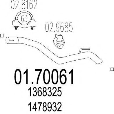 MTS 0170061 Труба выхлопного газа 