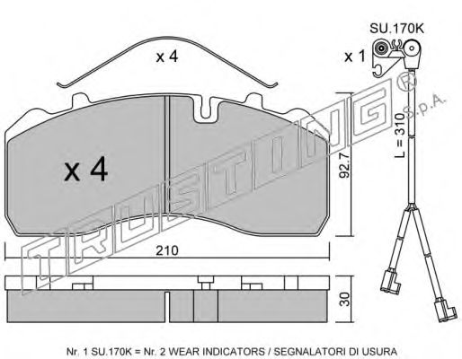 TRUSTING 6000W Тормозные колодки и сигнализаторы для IVECO EuroFire 150 E 27 TRUSTING 6000W Тормозные колодки и сигнализаторы для IVECO EuroFire 150 E 27