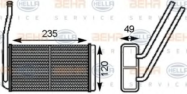 HELLA 8FH351000161 Радиатор печки для LAND ROVER