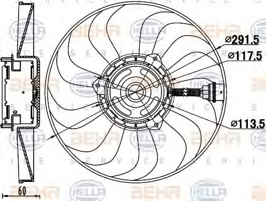 HELLA 8EW351039781 Вентилятор системы охлаждения двигателя HELLA 