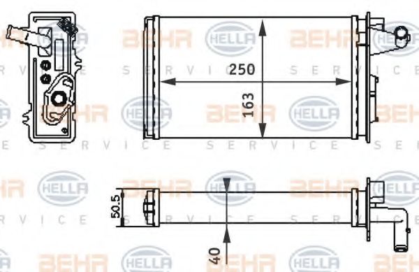 HELLA 8FH351313041 Радиатор печки HELLA для FIAT
