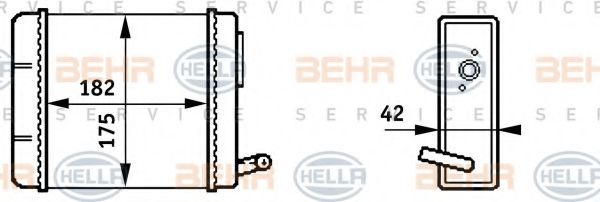 HELLA 8FH351313211 Радиатор печки HELLA для FIAT
