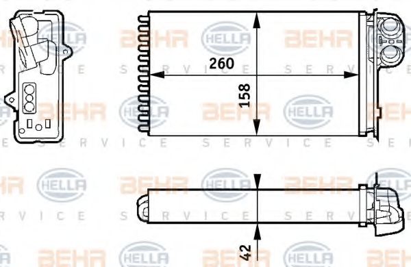 HELLA 8FH351313421 Радиатор печки для RENAULT SCENIC 1 (JA0/1)