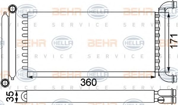 HELLA 8FH351313571 Радиатор печки для MERCEDES-BENZ SPRINTER