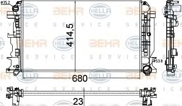 HELLA 8MK376701361 Радиатор охлаждения двигателя HELLA для MERCEDES-BENZ