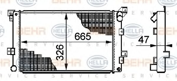 HELLA 8MK376708511 Радиатор охлаждения двигателя HELLA для CHRYSLER