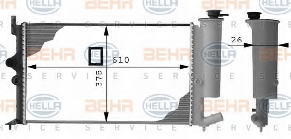 HELLA 8MK376712541 Радиатор охлаждения двигателя HELLA для CITROEN