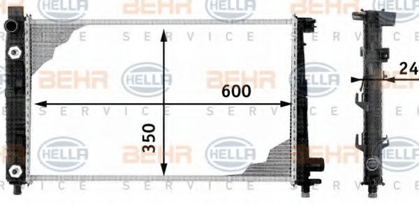 HELLA 8MK376713051 Радиатор охлаждения двигателя HELLA для MERCEDES-BENZ VANEO