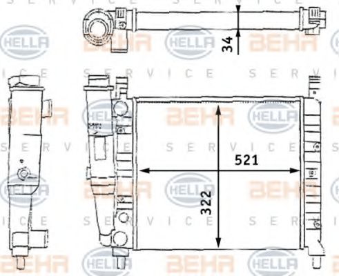 HELLA 8MK376713391 Радиатор охлаждения двигателя для FIAT ELBA