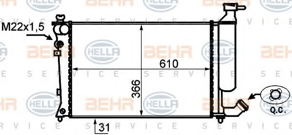 HELLA 8MK376717171 Радиатор охлаждения двигателя HELLA для PEUGEOT