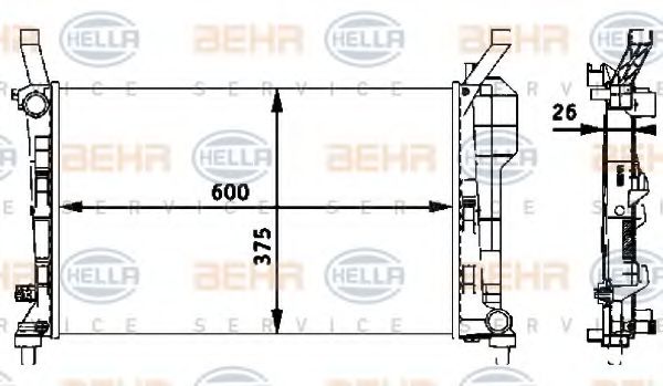 HELLA 8MK376721021 Радиатор охлаждения двигателя HELLA для MERCEDES-BENZ