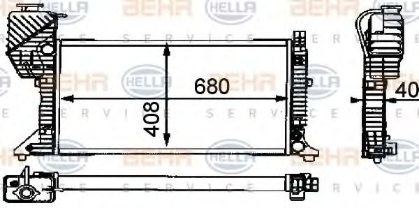 HELLA 8MK376721431 Радиатор охлаждения двигателя HELLA для MERCEDES-BENZ