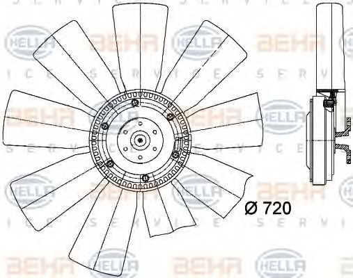 HELLA 8MV376727091 Вентилятор системы охлаждения двигателя 