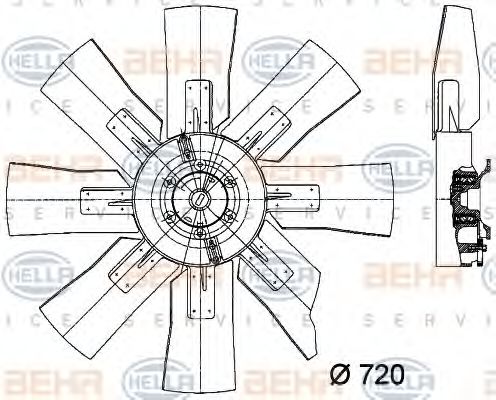 HELLA 8MV376729181 Вентилятор системы охлаждения двигателя для RENAULT TRUCKS C