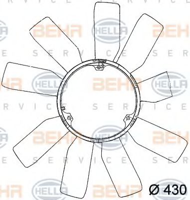 HELLA 8MV376741181 Вентилятор системы охлаждения двигателя для SSANGYONG