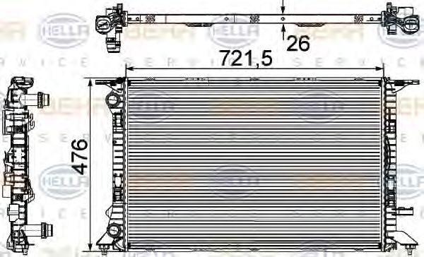 HELLA 8MK376745581 Радиатор охлаждения двигателя для AUDI Q3
