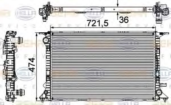 HELLA 8MK376745641 Радиатор охлаждения двигателя для AUDI A7