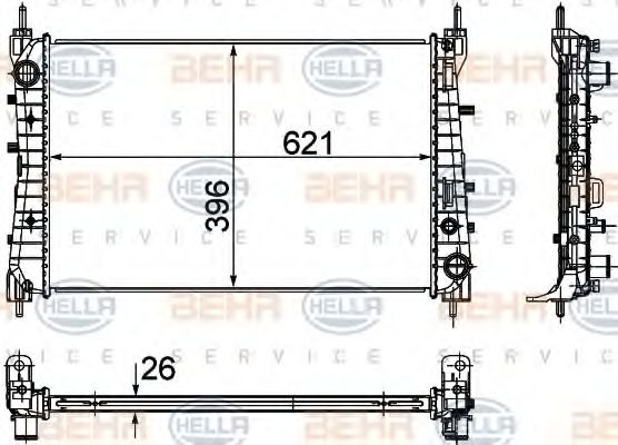 HELLA 8MK376756511 Радиатор охлаждения двигателя для FIAT LINEA