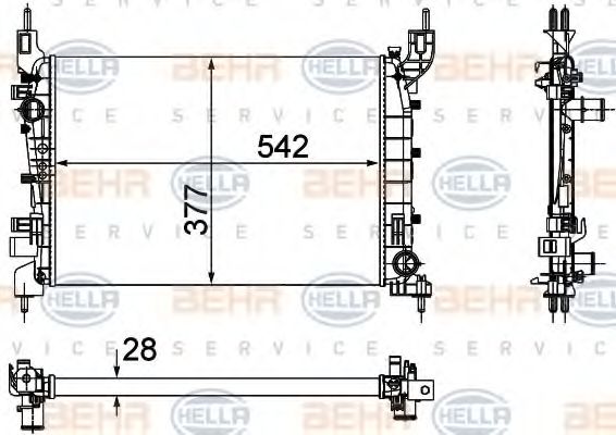 HELLA 8MK376756521 Радиатор охлаждения двигателя для FIAT LINEA