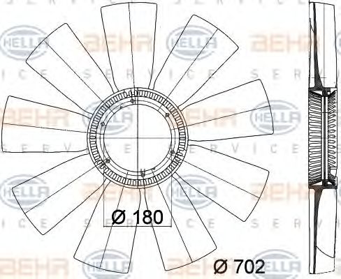 HELLA 8MV376757781 Вентилятор системы охлаждения двигателя для RENAULT TRUCKS MAGNUM