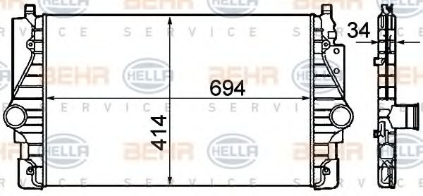 HELLA 8ML376760641 Интеркулер HELLA для VOLKSWAGEN