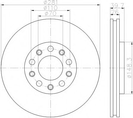 HELLA 8DD355117231 Тормозные диски HELLA для ALFA ROMEO