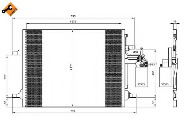 NRF 35930 Радиатор кондиционера для VOLVO V60