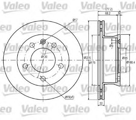 VALEO 187041 Тормозные диски VALEO для MERCEDES-BENZ