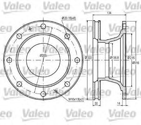 VALEO 187060 Тормозные диски VALEO для IVECO