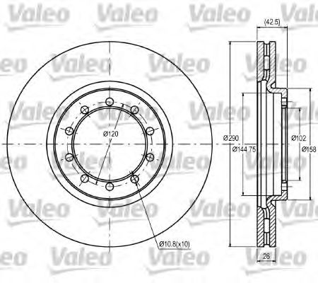 VALEO 187062 Тормозные диски VALEO для RENAULT TRUCKS