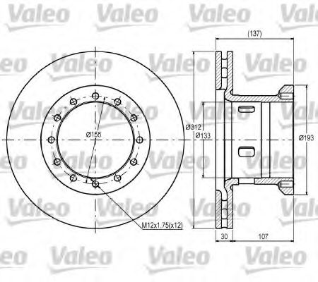 VALEO 187079 Тормозные диски VALEO для DAF