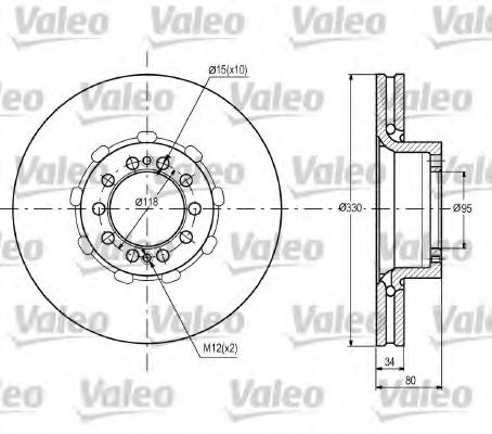 VALEO 187090 Тормозные диски VALEO для RENAULT TRUCKS