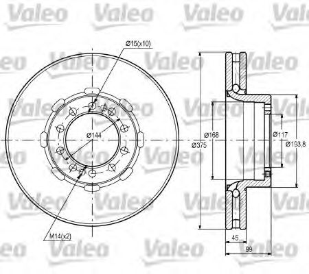 VALEO 187093 Тормозные диски VALEO для RENAULT TRUCKS