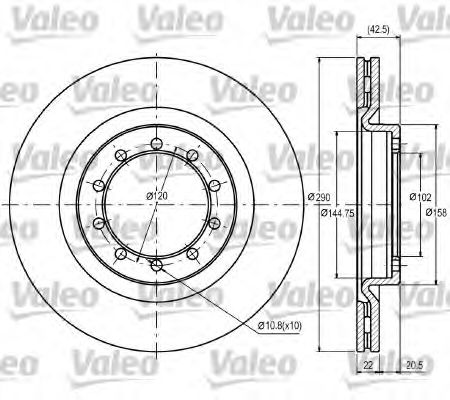 VALEO 187097 Тормозные диски VALEO для RENAULT