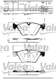 VALEO 601283 Тормозные колодки VALEO для BMW