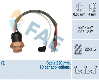 FAE 38190 Датчик включения вентилятора для FIAT