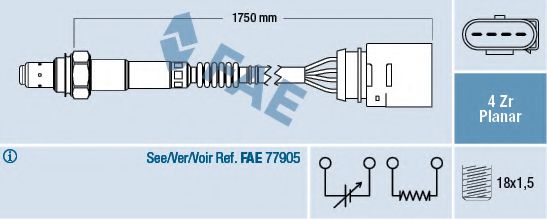 FAE 77146 Лямбда-зонд FAE для VOLKSWAGEN